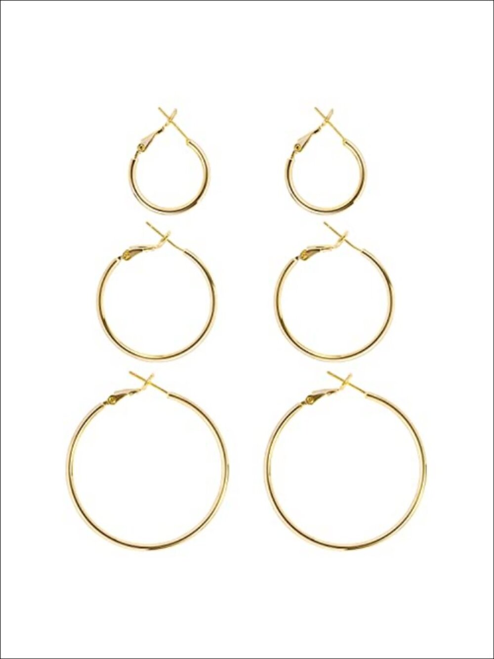 14k Gold Plated Thin Hoop Earrings Set 3 Pairs Sterling Silver Post